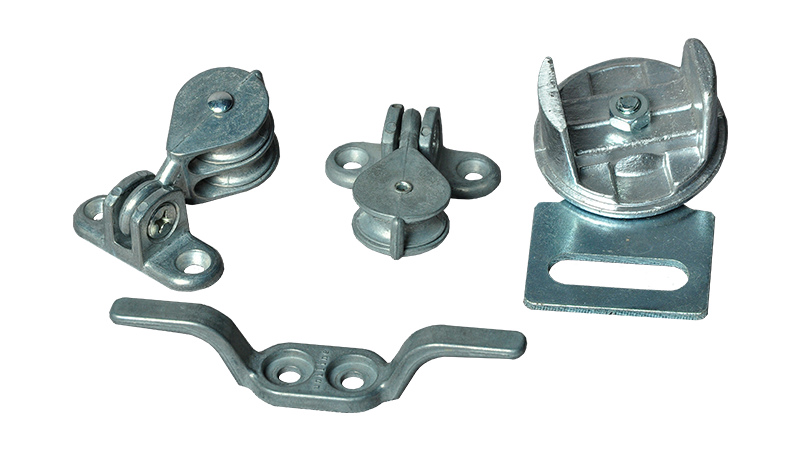 Stainless steel or galvanised brackets and pulleys are available Stainless steel or galvanised brackets and pulleys are available