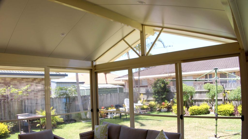 Gabled roof over the Ballina Patio Screen room