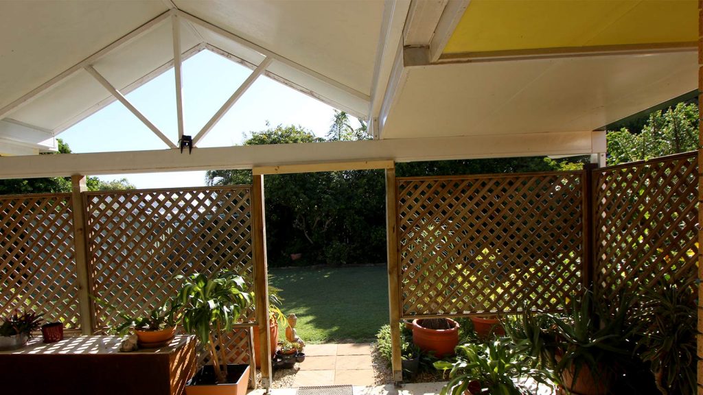 Outdoor Gabled Patio Area without screens