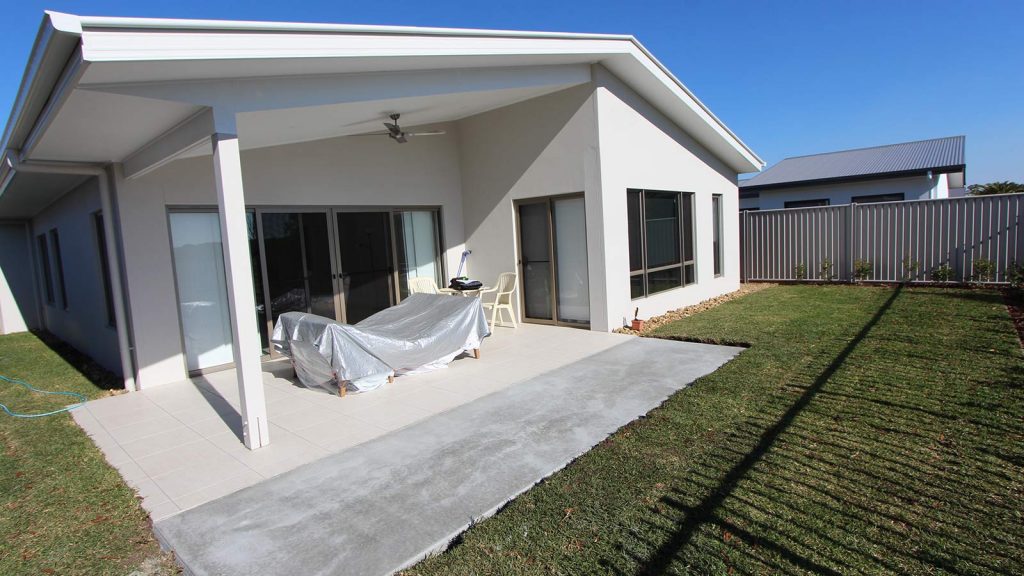 The hot patio prior to the awning solution